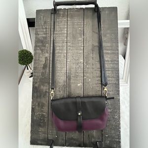 HADAKI XBody leather Convertible Crossbody, Shoulder or Clutch Plum/Black